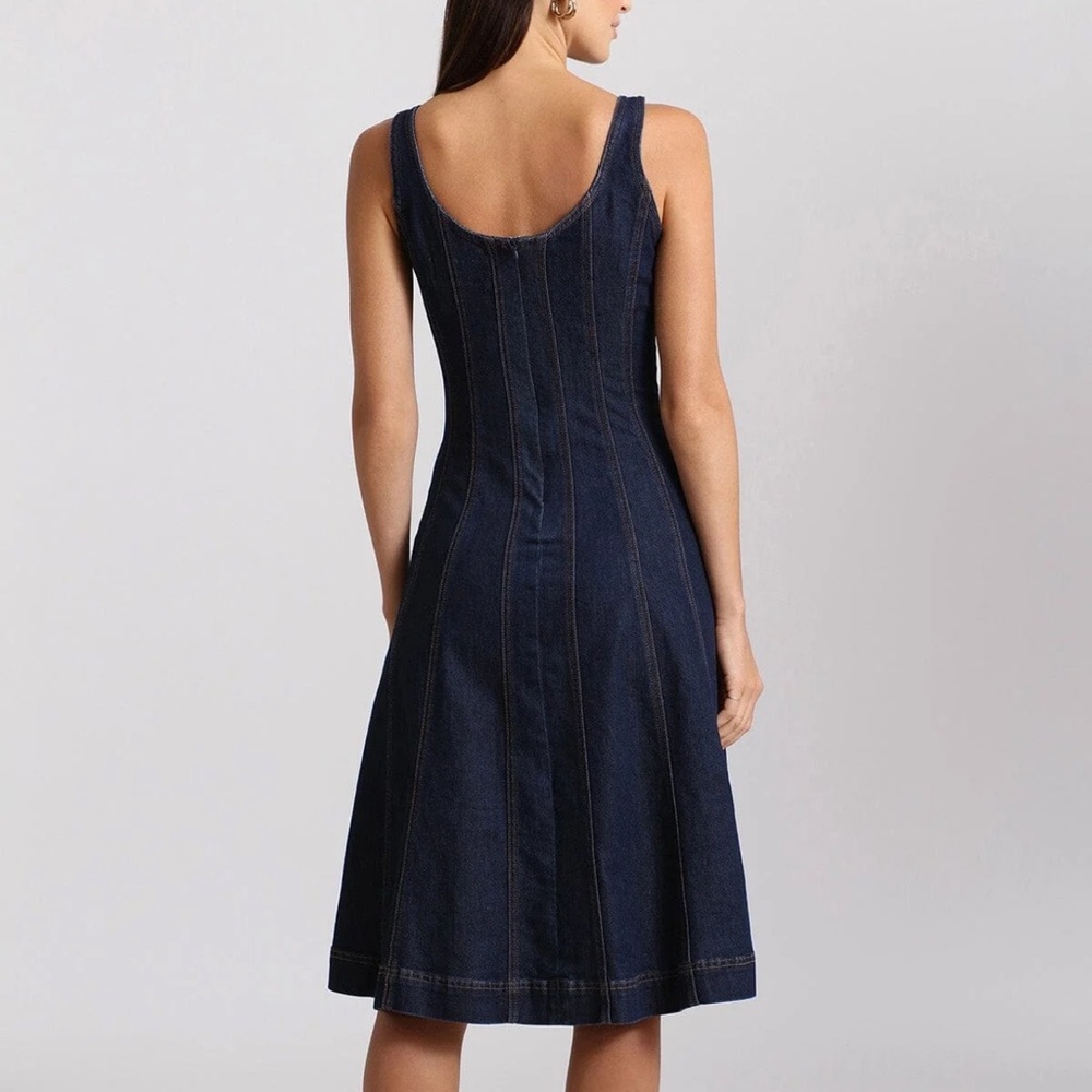 Brand New - AVEC LES FILLES Denim Fit-and-flare Midi Dress 💙✨ - Picture 9 of 13